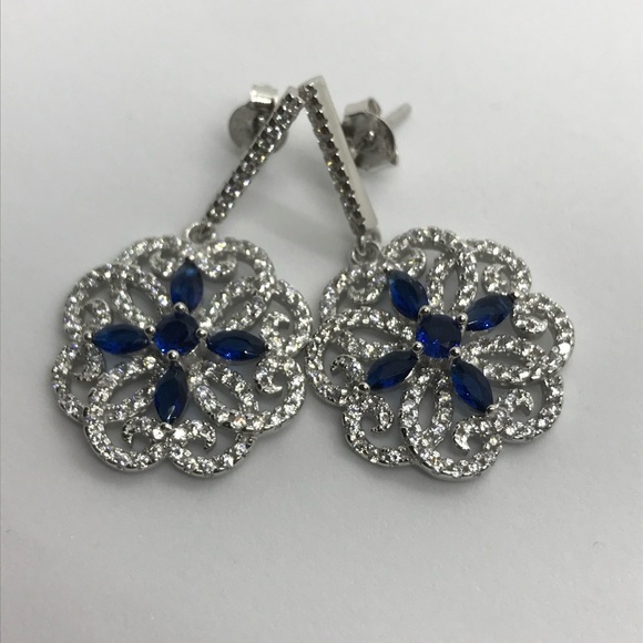 925 sterling silver elegant dangle earrings ✨ NWOT - Picture 4 of 10